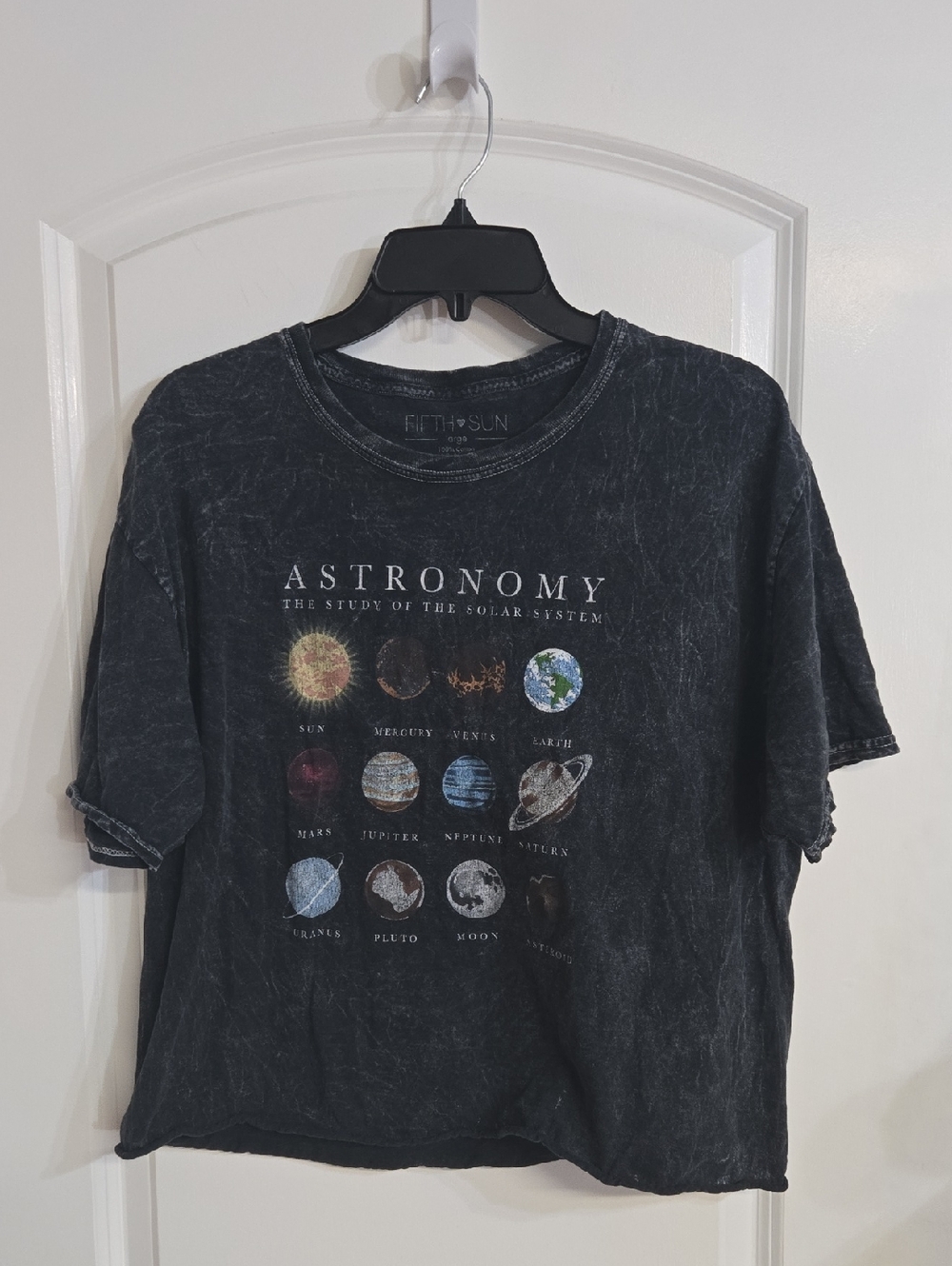 Fifth Sun Black/Charcoal Washed Tee with Planet Print Large